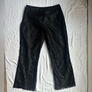 Vintage Worthington Black Floral Lace Straight Leg Dress Pants